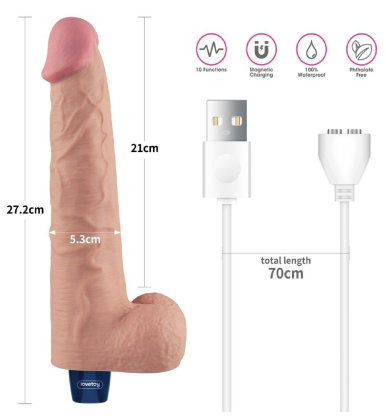 Lovetoy Real Softee u boji kože – realistični vibrator sa testisima, 27,2cm LV330214-2